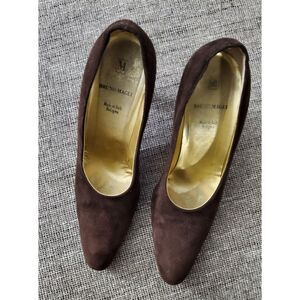 Bruno Magli Woman's Brown Suede Heels‎ Luxury Italian Pumps Vintage Size 8.5 B